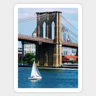 Manhattan NY - Sailboat by the Brooklyn Bridge Sticker